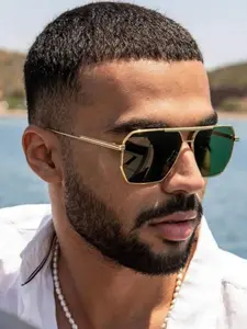 Men's Aviator Frame Fashion Glasses, Trendy Casual Glasses for Everyday Use, Fashion Accessories for Outdoor Activities, Trendy Beach Eyewear