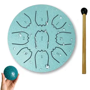 4 Inch 9 Notes Mini Rain Drum, Steel Tongue Drum Portable Hollow Drum, Playable Musical Instrument, Perfect for Outdoor Garden Decoration, Ideal Gift for Beginners & Music Lovers.
