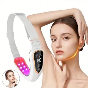Double Chin Machine Facial Lifting Device with 5 Modes & 12 Intensity Levels Intelligent Skin Tightening for Women's Skincare Pink Plastic