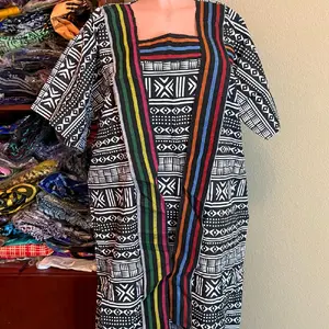 Asooke Ankara Bubu Kaftan Gown with Wrap - Vibrant Yellow Sun Print Design for Women