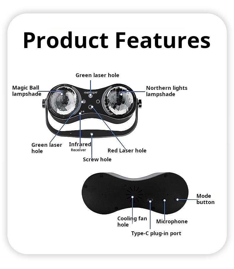 Northern Lights Projection Lights Magic Ball Design Colorful Rotating Stage DJ Disco KTV Home  Bedroom Atmosphere Creation LED 12W Remote Control decor gift water ripple  birthday game party aurora lamp starry projector