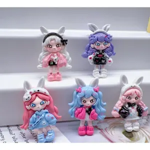Random 5Pcs Large Kokoni Bunny Girl Charms DIY Cream Glue Large Hair Accessories, Handmade Resin Pendant Decorations