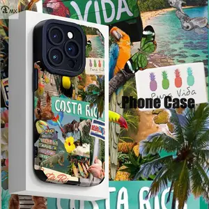 Costa Rica Travel Collage Phone Case Designed for Iphone 16, 15 14 13 12 11 Made of Synthetic Leather, It Is Stain-Resistant, Stylish, And
