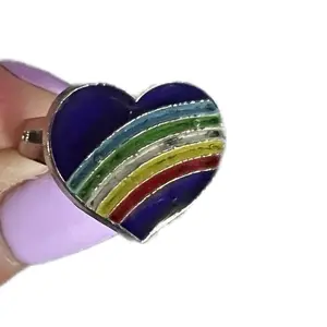 Heart shaped mood ring with rainbow changes color according to your mood comes with a color changing chart, a color changing, chart, decal, and a ring box
