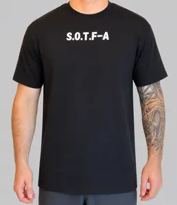 SOTF-A Fitted Short Sleeve Crew Neck Cotton Tee for Summer Casual Minimalist Style Medium Length Unisex Menswear