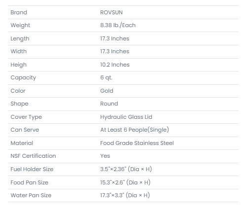 [FLASH SALE] ROVSUN 6 QT Round Gold Chafing Dish Buffet Set with Serving Tong