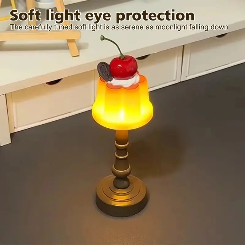 Cute Pudding LED Night Light - Battery-Powered Desk Lamp, Room Decor, Kids Gifts for Bedroom Sleeping Atmosphere & Festive Decorations