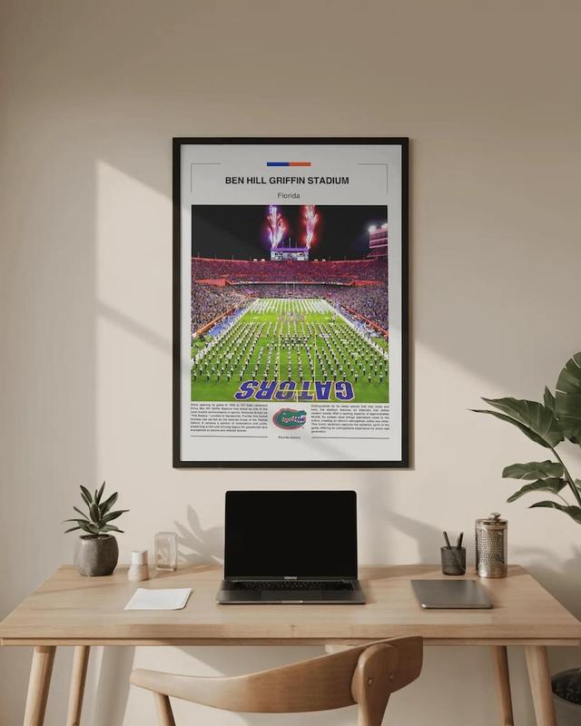 Ben Hill Griffin Stadium Poster, Florida Gators Wall Art, Gators Print, NCAA Poster, Collage Football Wall Art, Gift For Football Fan. NO FRAMED