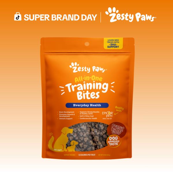 Zesty Paws All-in-One Training Bites for Puppies & Adult Dogs Soft Chew Immune Support Dog Treats with Omega 3 6 Fatty Acids for Skin Coat Supplements