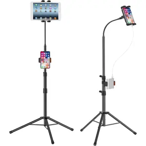 Tripod Stand for Ipad,Gooseneck 65-inch Floor Stand for Tablet,Floor Stand for iPad Tripod with 360° Rotating Mount for Mini, Air, Pro and All 4.7-11.9 Inch Tablet and Phone
