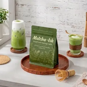 Matcha-ish: caffeine free, superfood moringa latte, 22 times more health before!                 flavor pack: no flavor, banana pudding, pistachio cream, hazelnut, toasted coconut Beverage Tea