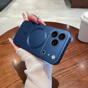 Magnetic case for iPhone 17 Pro Max 16 15 14 13 12 Phone Case for Women, Matte Luxury Soft Metallic Luster Design with Camera Lens Protector, Compatible with Magsafe Case