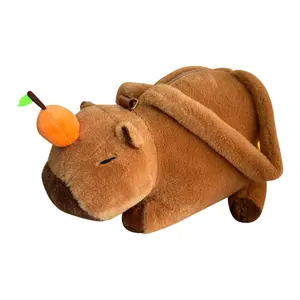 2 in 1 Capybara Plush Toy & Backpack, Cute Simulation Soft Stuffed Capybara Doll Shoulder Messenger School Bag, Anime Peluche Animal Decor Toy Gift for Kids Boys Girls Adults All Ages