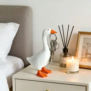 Desktop Goose 7 Inch – Magnetic Goose Key Holder for Desk, Key Rack, Cute Resin Goose Ornament, Decoration, with Strong Magnetic Beak, Fun Animal, Desktop Decor, Mini Desktop Goose, Suitable for Office, Kitchen, Living Room, etc.