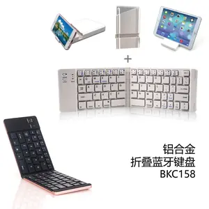 BKC158 Foldable Bluetooth Keyboard with Metal Bottom Case Portable Wireless Multi-Functional Business Gift for Mobile Phone Tablet
