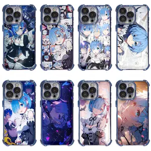 Anime Re:Zero Rem Fashion Blue Style Y2K Phone Case for iPhone 17 16 15 14 13 12 11 Pro Max Plus Air Phone Case Unique Gift for Christmas Birthday