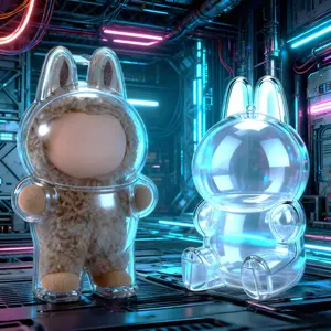 Labubu Protective Case for Standing Poses Crystal Clear Display Box Dustproof Scratch Resistant Doll Not Included Christmas Black Friday Plush Outfit Set