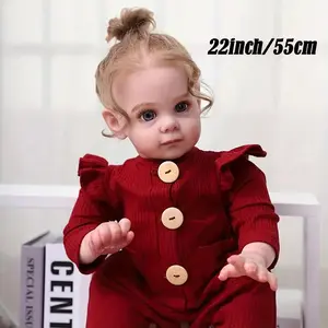 Lifelike 20 inch reborn baby doll with baby bottle & magnetic pacifier feels, Changeable outfits, DIY hairstyles, blue-gray eyes for doll lovers and kids birthdays 3+