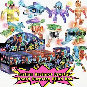 Italian Brainrot 8-in-1 Crystal Acrylic Blind Box Tung Tung Tung Sahur Tralalero Tralala Viral Meme Figures Desk Decor