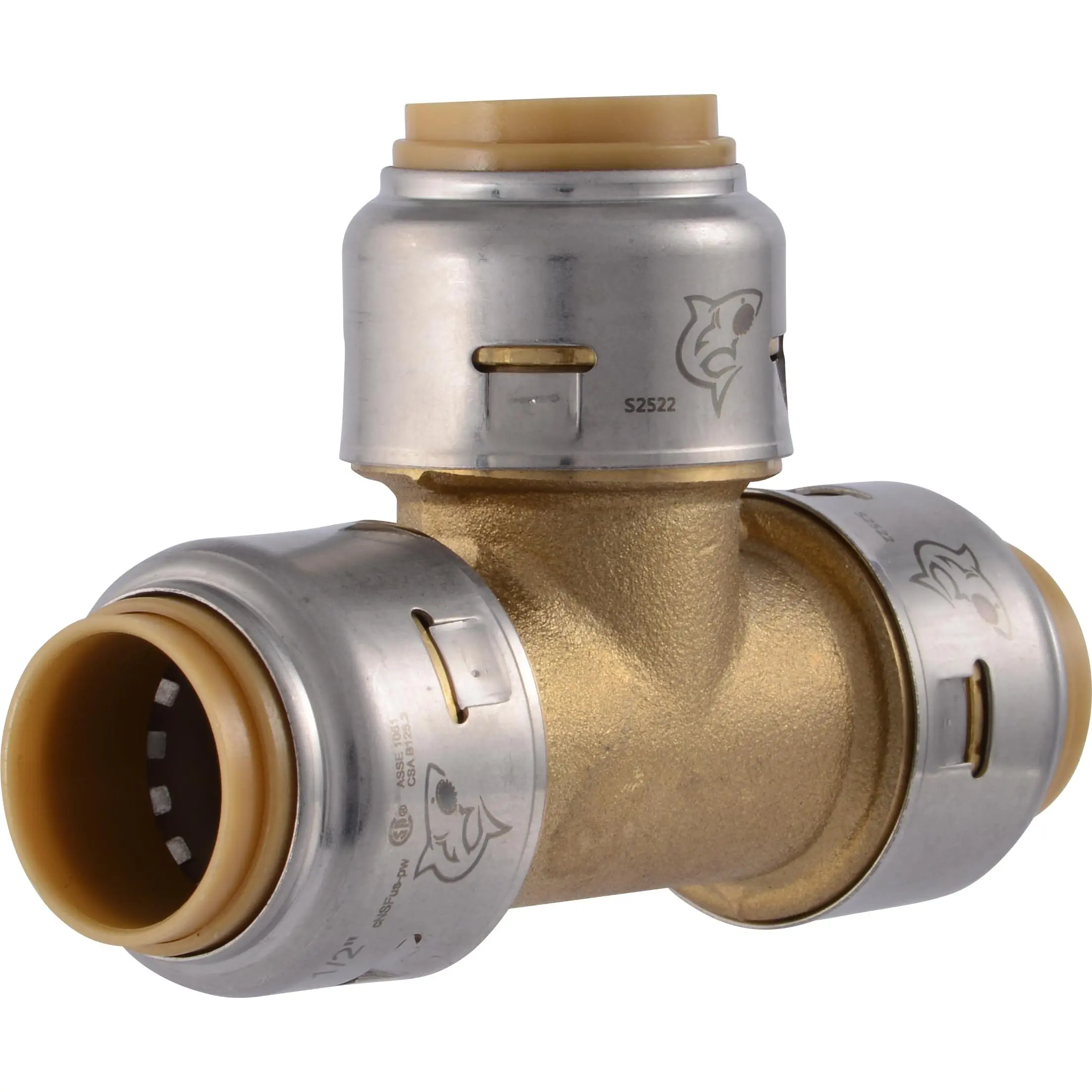 Max 1/2 Inch Tee  Push To Connect Brass Plumbing Fitting Pex Pipe Copper Cpvc Pe-rt Hdpe Ur362a