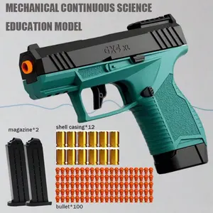 Semi-tomatic Scientific Educational Toy Gun, Featuring tomatic Loading And Shell Ejection. The Set Includes One Shooting Body, Two Mazines, 100 Plastic Bullets And 12 Shells.