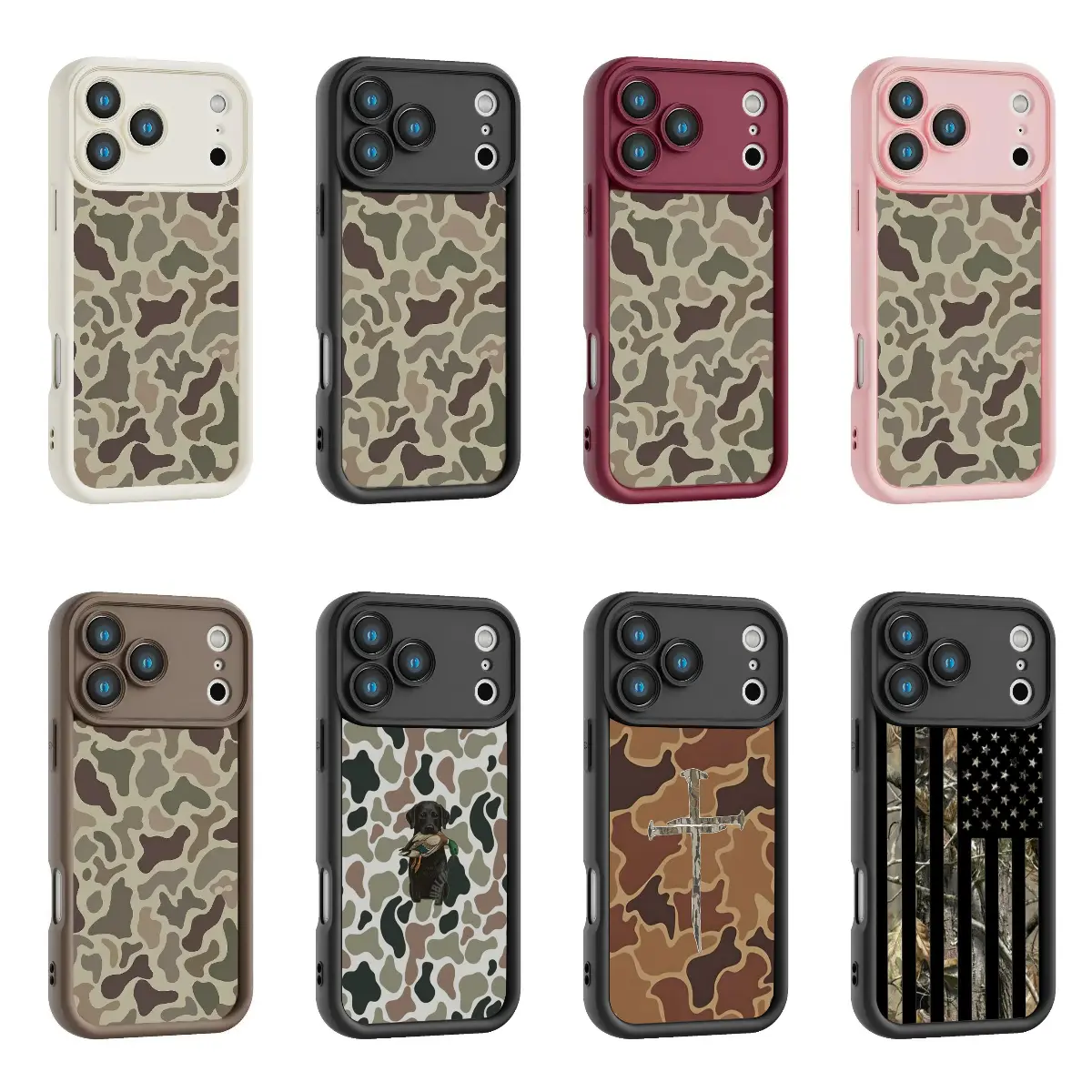 2025 New Camo Pattern iPhone 17 Pro max Phone Case Sika deer Shockproof Rubber Cover for iPhone 17 Air Promax 17Pro 11-16,Gifts for Hunter Outdoor enthusiast
