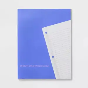 100ct Wide Ruled Reinforced Notebook Filler Paper 10.5x8 Inches, Loose Leaf, 20 lb, White, 100 Sheets