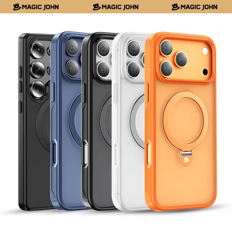 MAGIC JOHN 360 Degree Magnetic Stand Phone Case Invisible Design for iPhone and SamSung