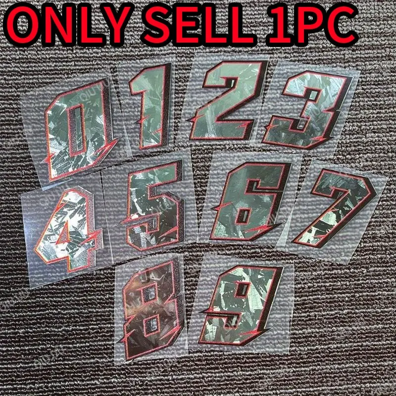 1PC  Red-frame Metallic Gloss Arabic Numeral Motorcycle Sticker Is Easy To Apply Without Leaving A Trace  Suitable for Motorcycle Fuel Tank Bumper Cool Street-style Decal Vehicle Exterior Waterproof and Durable Decorative Accessories