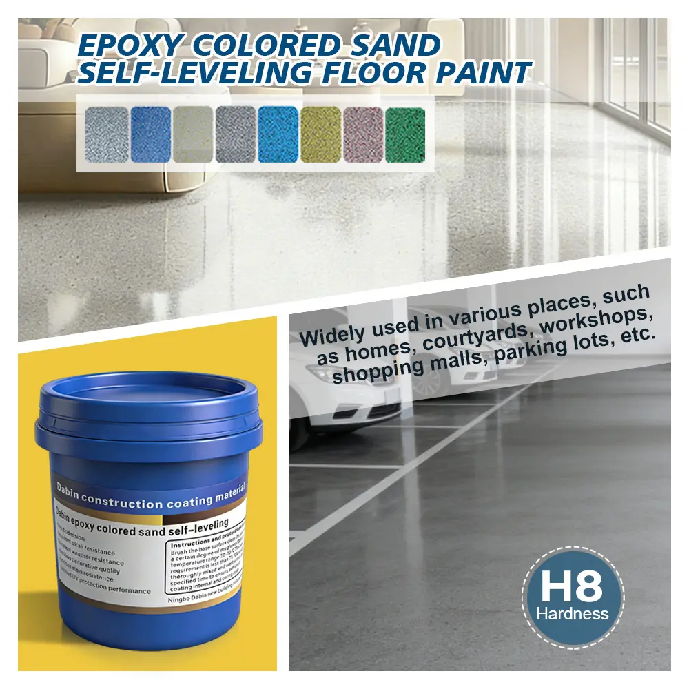 Epoxy Colored Sand Floor Coating Kit - Decorative Marble Coating & Interior Bathroom Paint for Balcony & Stair Treads, Interior Paint, Quick Dry Paint