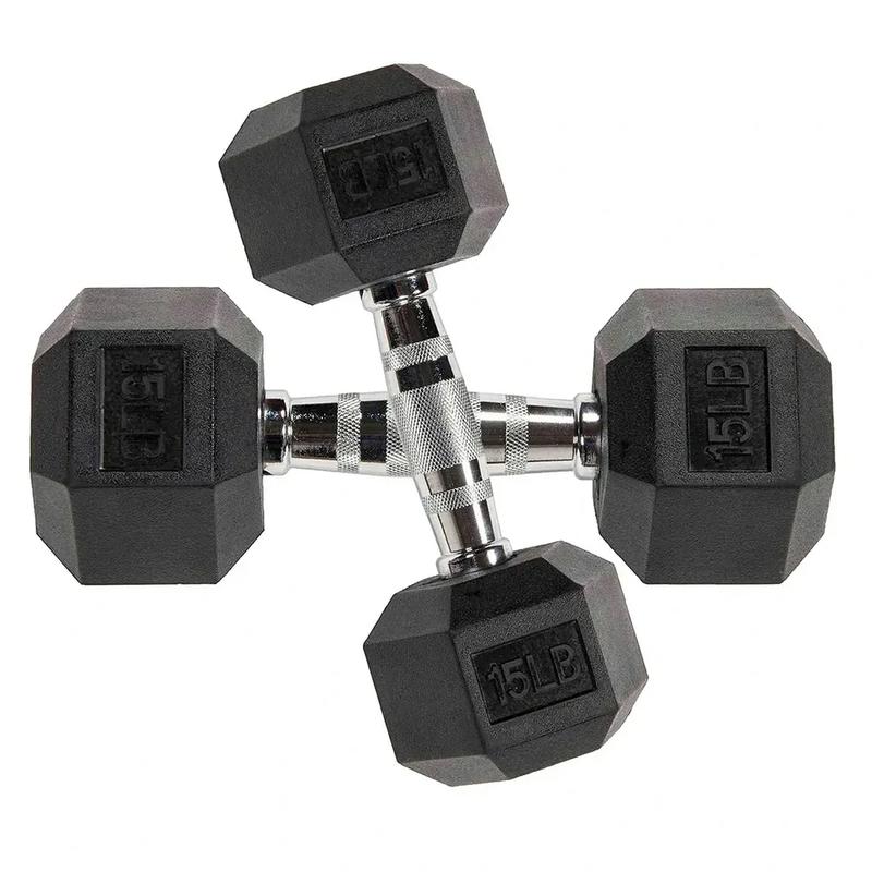 Ritkeep 10lb-45lb Six-sided Rubber Coated Hex Dumbbell rack Sets Weight Lifting Strength Training