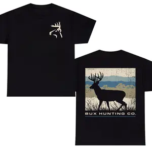 BUX Hunting Co Deer Silhouette T-Shirt – Vintage Buck Hunting Graphic Tee, Outdoor Hunter Shirt, Rustic Wildlife Unisex Cotton Apparel Gift