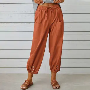Womens Casual Capri Pants Elastic Waist Baggy Womens wear Bottom sual pants for women business casual dress pants Summer linen casual pants ladies' casual pants women's clothing cargo pants dress pants work pants for girls Trouser Womenswear