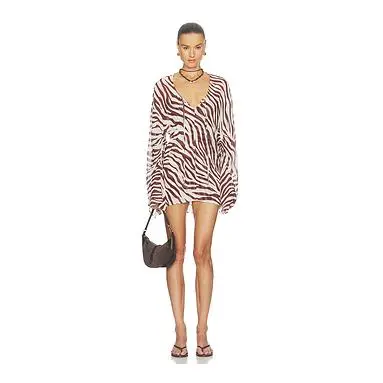 Camila Coelho Liria Mini Dress in Brown Ivory Zebra - TikTok Shop