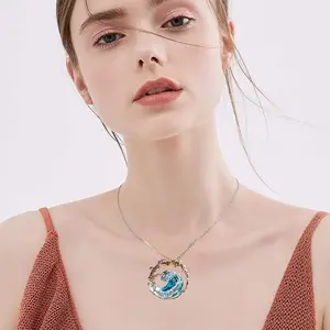 Ocean Theme Adjustable Seawave Necklace, designer necklaces ring earring set