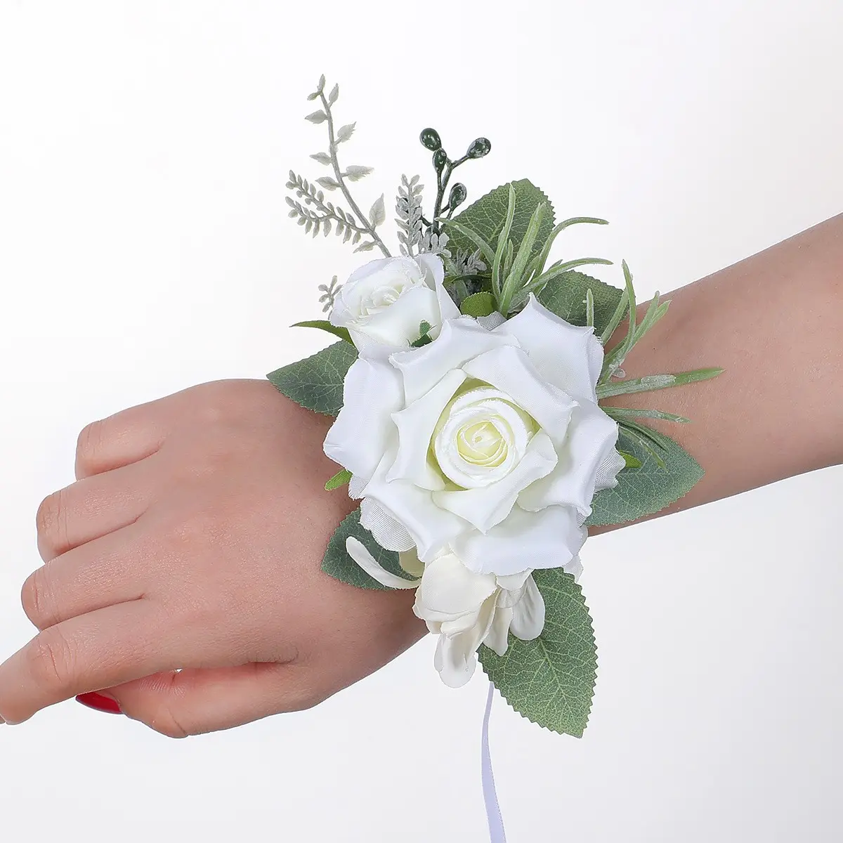 1PC Elegant Rose Brooch Pin & Wrist Corsage Set, Flower Brooch Pin, Perfect for Bridal Weddings Graduations Business Events, Versatile Floral Accessory