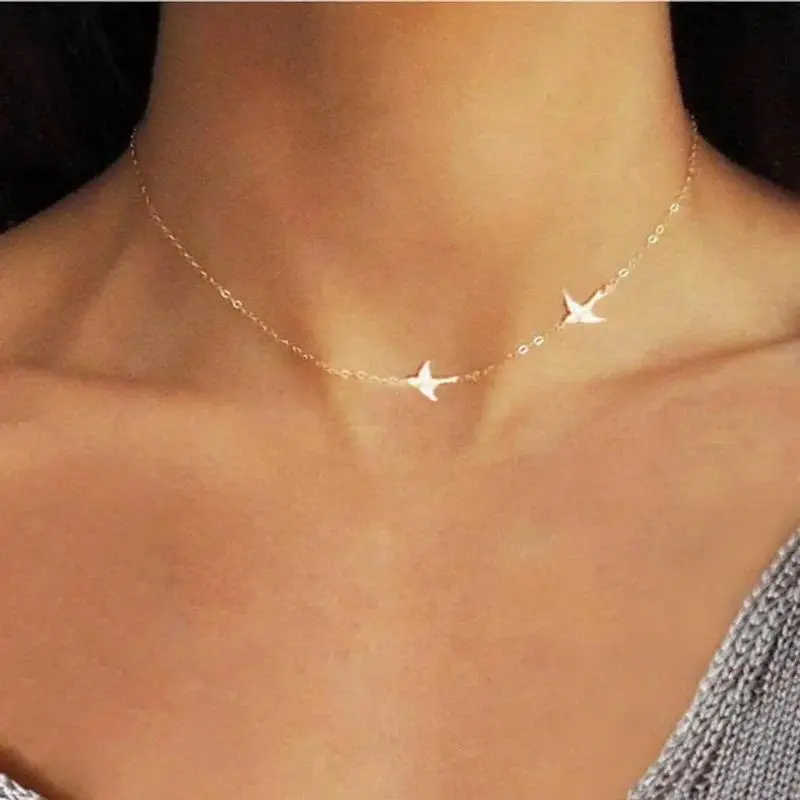 Dainty Animal Dove 1 Necklace, Custom Petite Choker with Logo, Dropshipping Birthday Gift for Women (Mother, Wife, Sister, Friend), Wholesale