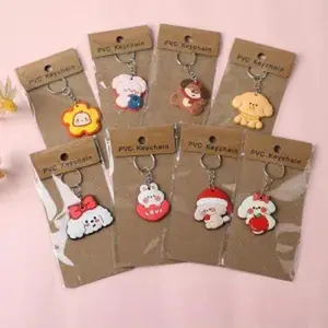 Random Style PVC Soft Rubber Keychain �C Cute Silicone Cartoon Pendant Key Ring, Small Gift Keychain for Bags & Keys, Fun Accessories for Women, Men & Kids