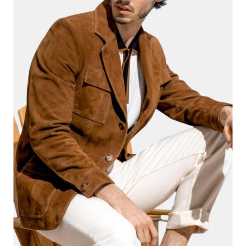 Dalbert Men's Brown Suede Leather Blazer