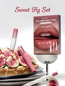 Volume Hack Trio Sweet Fig Set |  Lip Combo for Plump, Hydrated & Glossy Lips | 3-in-1 Kit (3 Shades, Lip Mate Pencil 0.5g, Melting Balm 3.5g, & Color Gloss 4g)