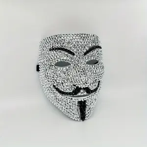Stylish Hacker Mask, Cyberpunk Mask, Handmade Rhinestone Mask, Halloween Party Costume, High-End Holiday Masquerade, Makeup Ball Party Decoration Prop, Cool Mask
