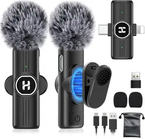 Mini Wireless Lavalier Microphone for Iphone, Ipad, Android Phone - Noise Reduction Lapel USB C Bluetooth Mic for Recording, Clip on Omni Lav Mic for Video Recording, Tiktok, Youtube, Vlog HEHOTTC