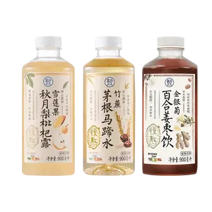 FRESHIPPO 3-Flavor Herbal Drink Set: Honeysuckle Chrysanthemum Ginger Jujube, Snow Pear Loquat, and Sugarcane Imperata Root Water - 900ml x 3 Bottles