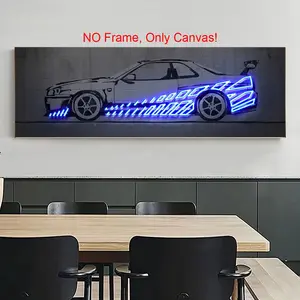 Car Pattern Canvas Painting without Frame, 1 Count Creative Car Pattern Wall Art, Wall Art Decor for Home Living Room Bedroom Office, Unframed Art Print