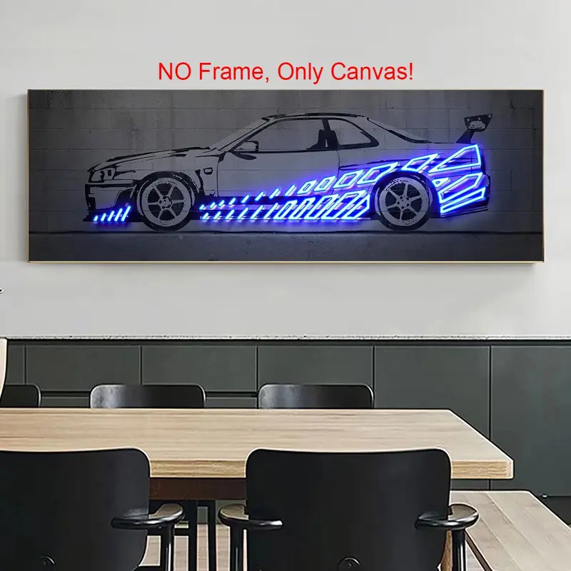 Car Pattern Canvas Painting without Frame, 1 Count Creative Car Pattern Wall Art, Wall Art Decor for Home Living Room Bedroom Office, Unframed Art Print