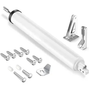 Storm Door Closer, Pneumatic Screen Door Closer, Adjustable Closing Speed, Safety Closure with Hold Open Feature, Universal Window & Door Bracket Kit (White)