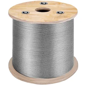 VEVOR T316 Stainless Steel Cable 1/8 7x7 Steel Wire Rope Cable 500FT Cable Railing Transport Wire Rope Cable for Railing Decking DIY Balustrade
