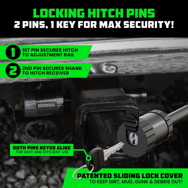 Rhino USA Adjustable Trailer Hitch (2.5-Inch Receiver) - Heavy Duty Aluminum Tow Hitches with 6-Inch Drop/Rise for Truck (18,500 LBS GTW)