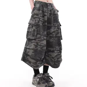 2026 Summer New Men's Denim Cargo Pants - Camouflage Print, Multiple Pockets, Baggy Wide-Leg, High-Waist, Distressed Vintage Wash, Foldable, Stylish Streetwear Casual Bottoms, Father’s Day Gift