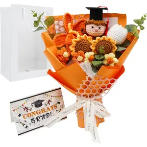 Graduation Flower Bouquet 2026 Bouquets with Greeting Card Gift Bag for Graduation Orange
